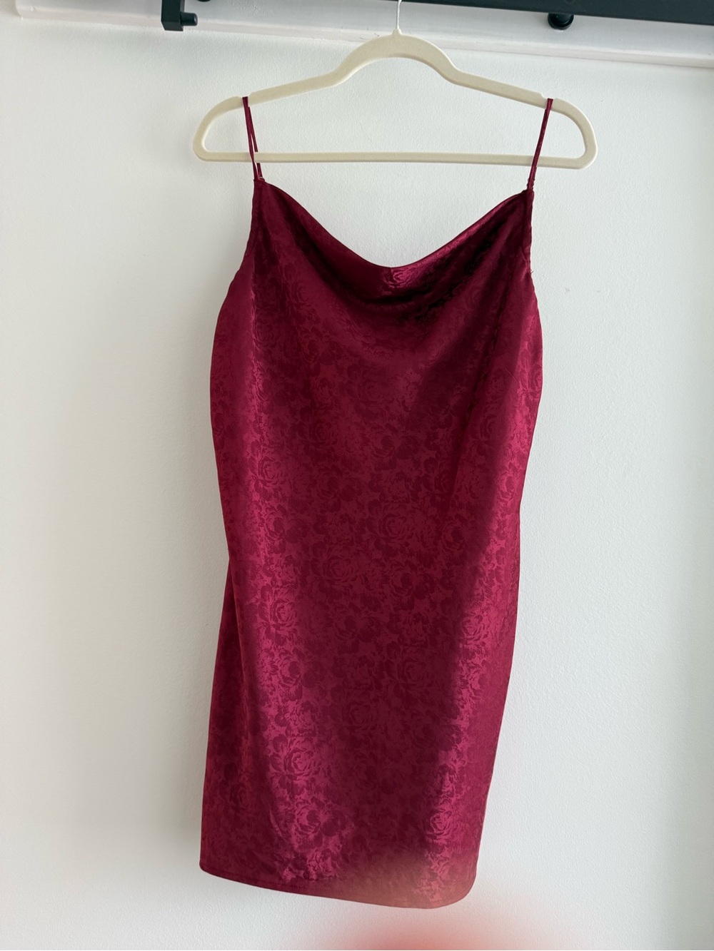 Princess Polly Burgundy Jacquard Satin Slip Dress